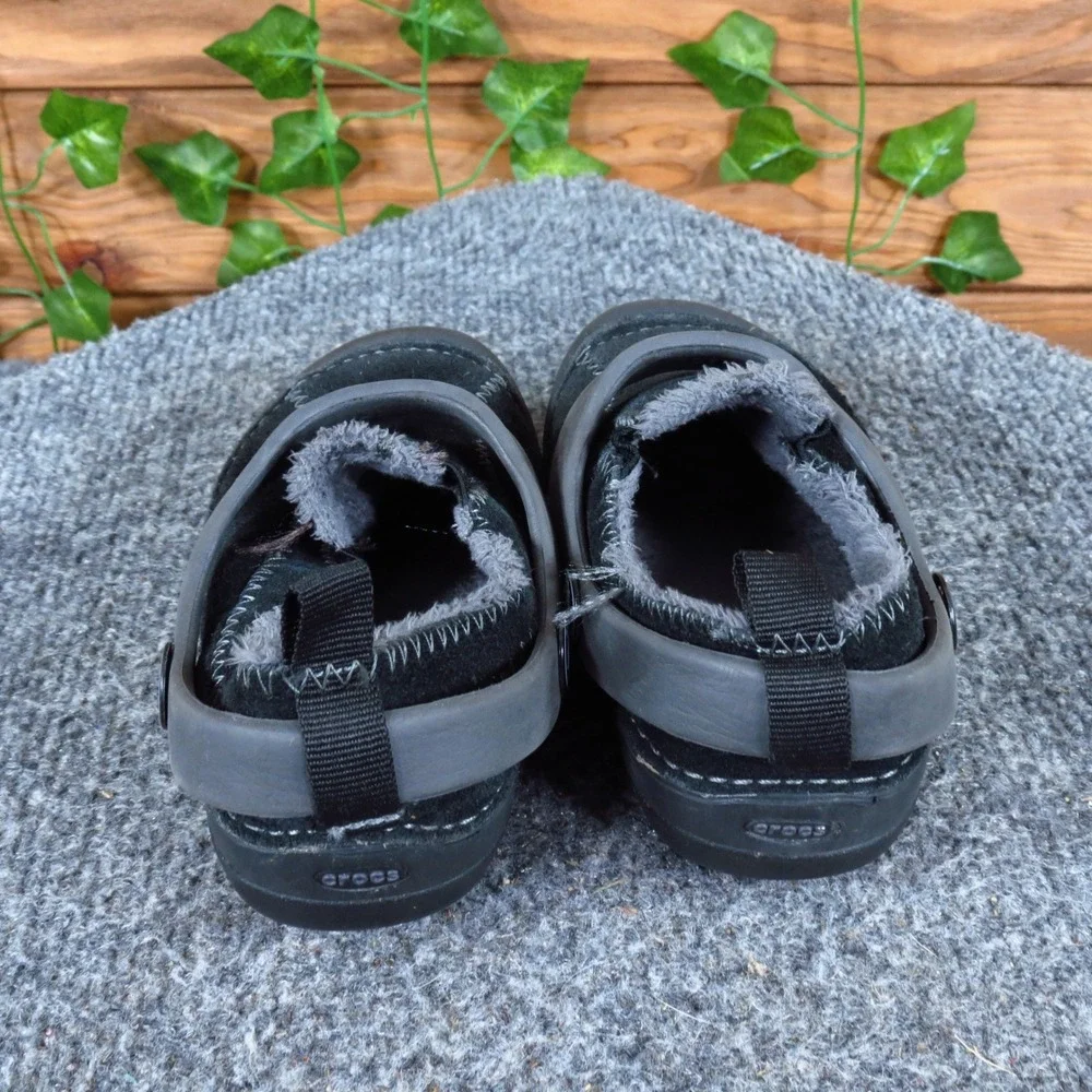 Crocs Dawson Toddler Boys Clog Shoe Size‎ 7 Winter Casual Black Suede Shearling